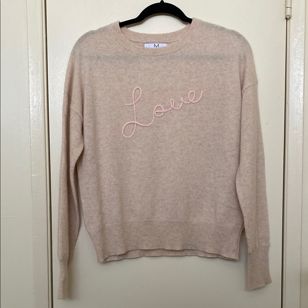 Women's Cashmere Cream Sweater with 'Love' Embroidery